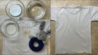 Фото-инструкция как вывести старые пятна с детской одежды