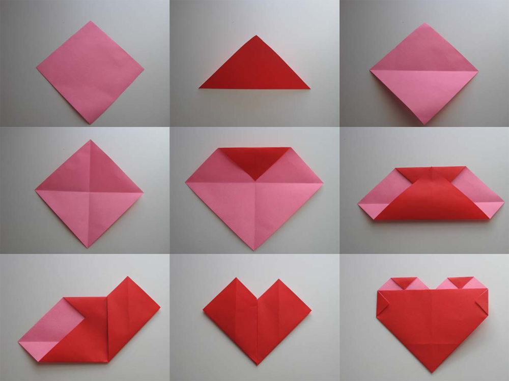 Схема как делать сердце из оригами