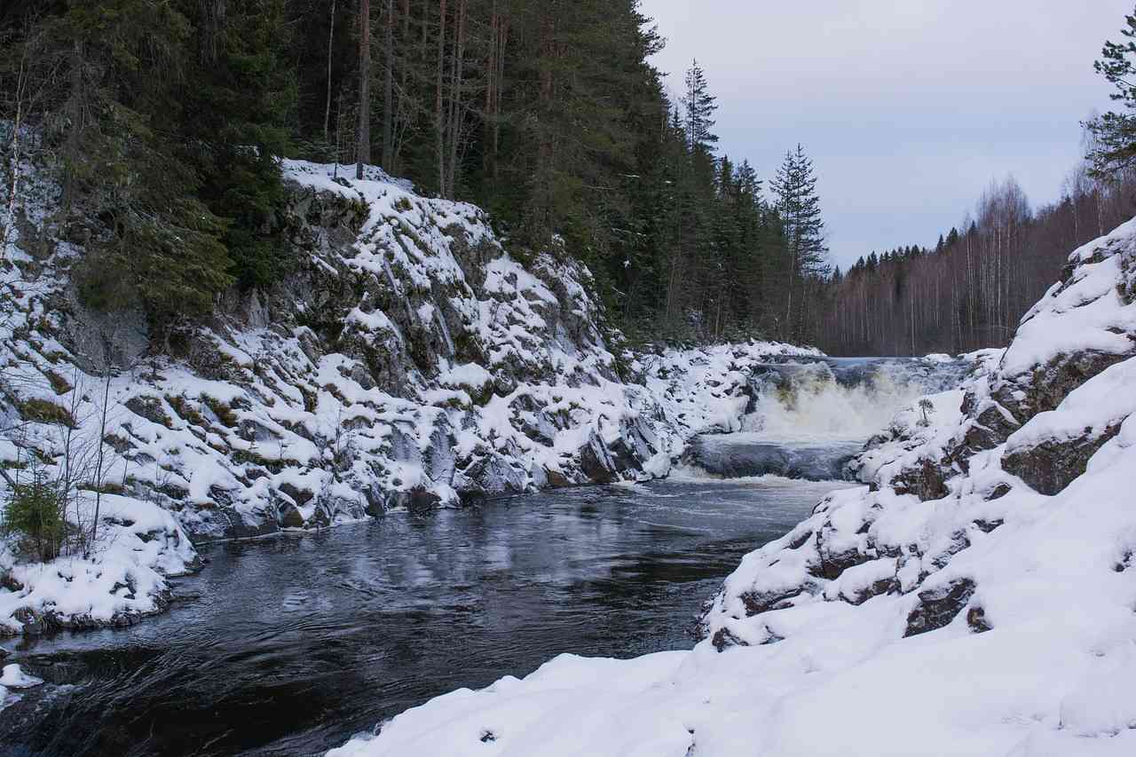 Водопады в зимней Карелии