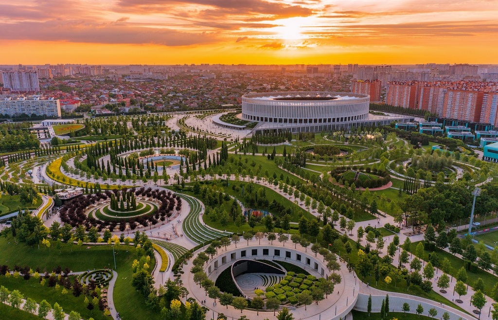 Парк Галицкого в Краснодаре, вид с высоты