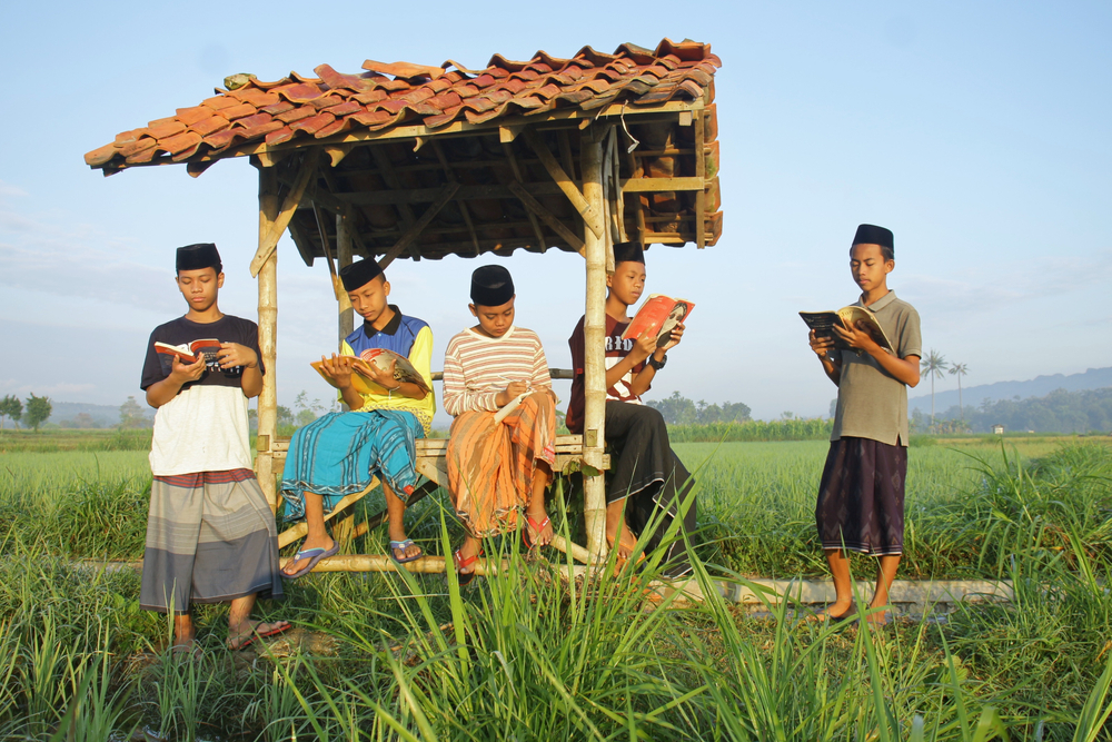 Литературный клуб среди рисовых полей Индонезии