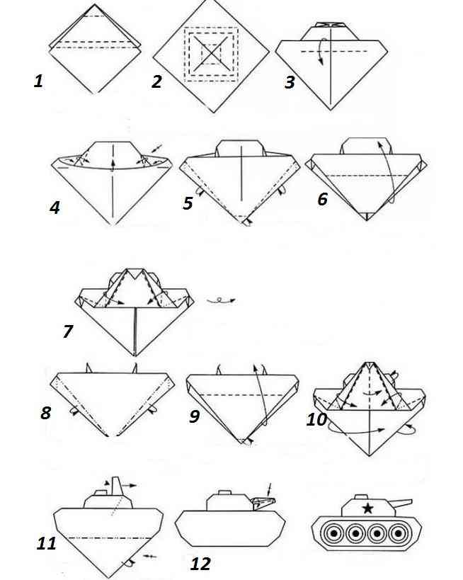 Схема модели бумажного танка