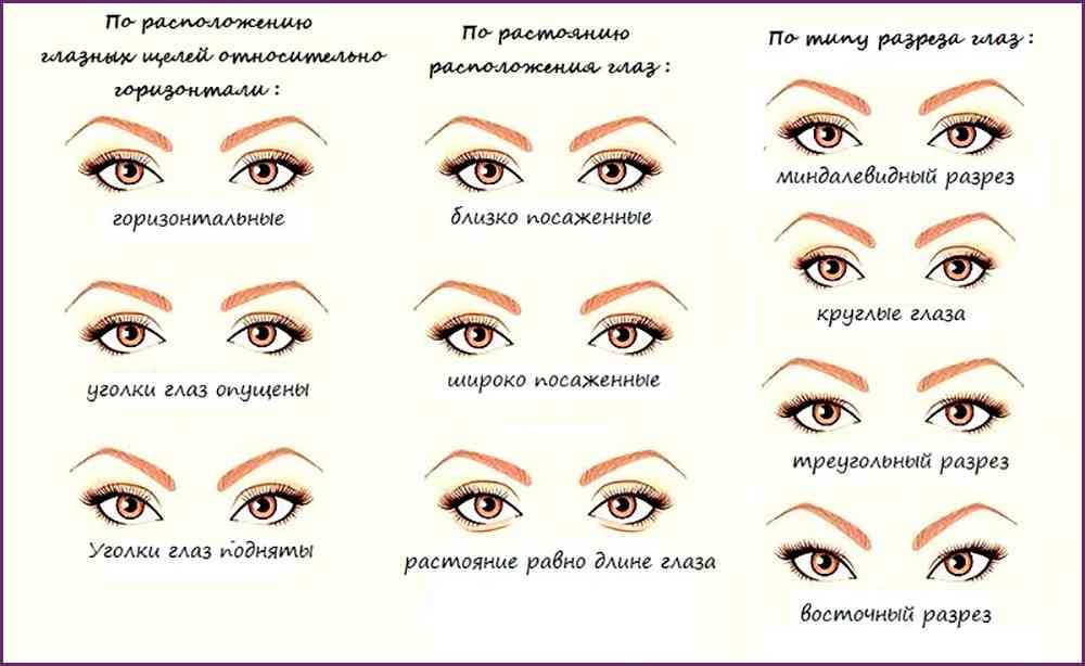 таблица типов глаз для самостоятельного макияжа